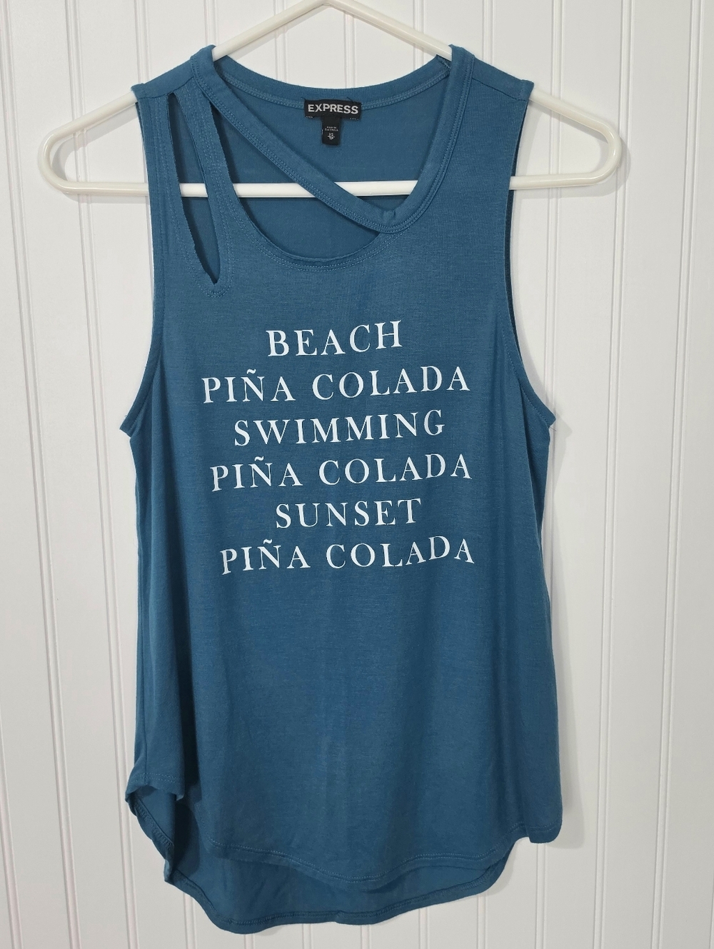 Express | Pina Colada Beach Graphic Tank Top Teal XS